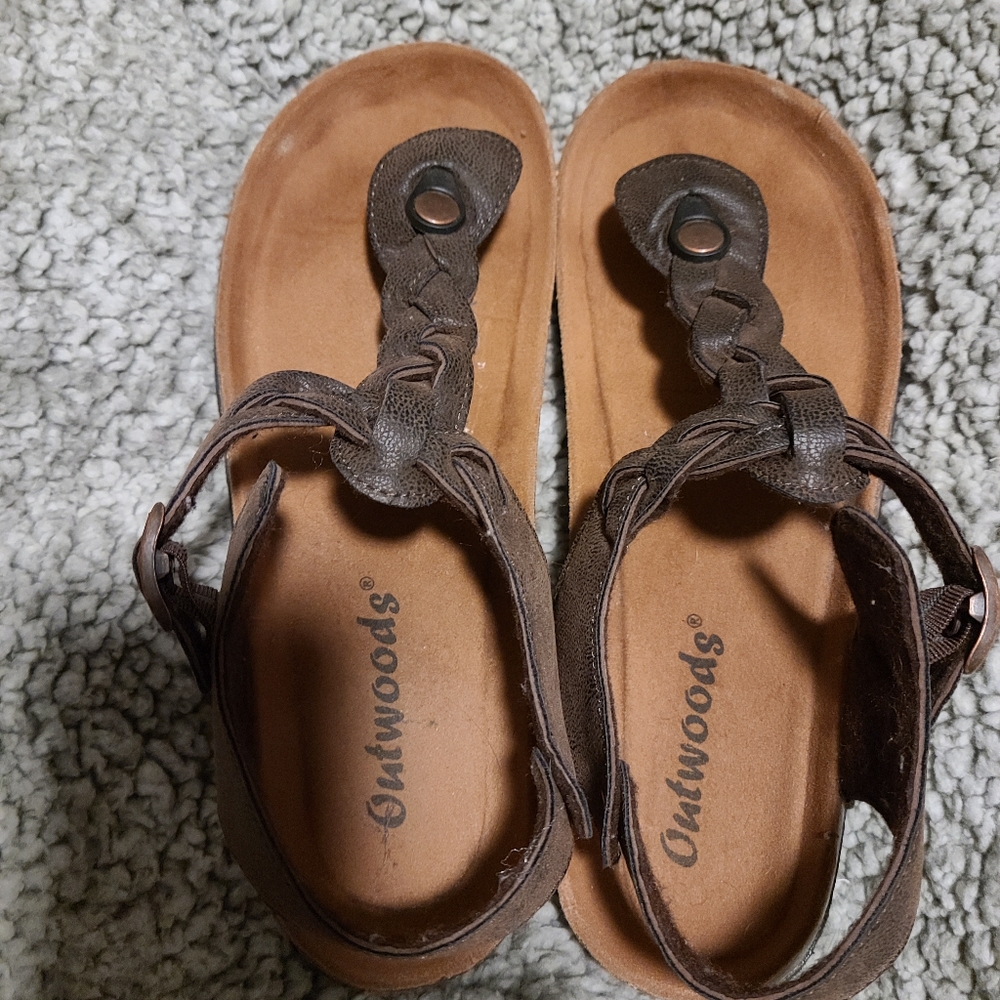 Out woods, Dark brown, foot bed sandal, size 9 New, never worn